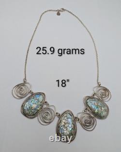 LIRM Israel Roman Glass Sterling Silver Statement Necklace 18 25.9g