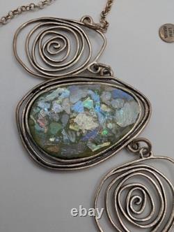 LIRM Israel Roman Glass Sterling Silver Statement Necklace 18 25.9g