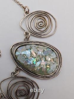 LIRM Israel Roman Glass Sterling Silver Statement Necklace 18 25.9g