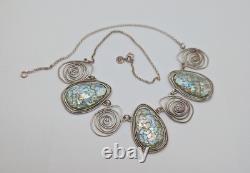 LIRM Israel Roman Glass Sterling Silver Statement Necklace 18 25.9g
