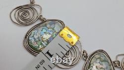 LIRM Israel Roman Glass Sterling Silver Statement Necklace 18 25.9g