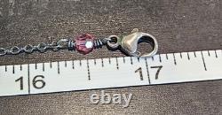 LORI LORI 925 Sterling Silver Pink Glass Fringe Necklace Vintage Boho Dangle 20