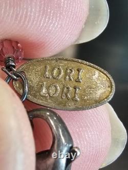 LORI LORI 925 Sterling Silver Pink Glass Fringe Necklace Vintage Boho Dangle 20