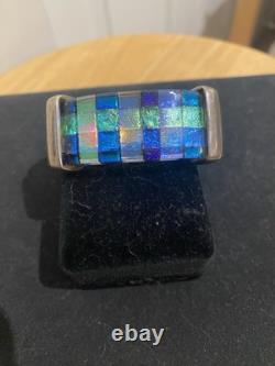L. Mitrision For Annie Glass Sterling Silver & Dichroic Glass Artisan Bracelet
