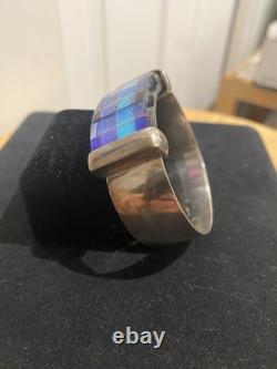 L. Mitrision For Annie Glass Sterling Silver & Dichroic Glass Artisan Bracelet