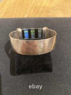 L. Mitrision For Annie Glass Sterling Silver & Dichroic Glass Artisan Bracelet