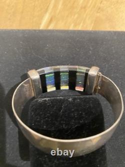 L. Mitrision For Annie Glass Sterling Silver & Dichroic Glass Artisan Bracelet