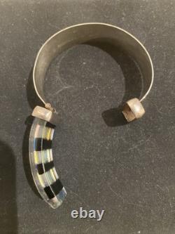 L. Mitrision For Annie Glass Sterling Silver & Dichroic Glass Artisan Bracelet