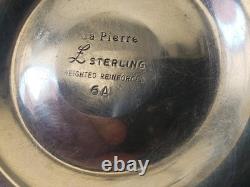 La Pierre Sterling Silver pedestal'Hurricane' candle holders with glass globe