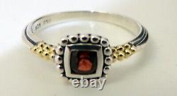 Lagos Caviar 18k Yellow Gold Sterling Silver Sm Ruby Red Glass Ring Sz 6 Beauty