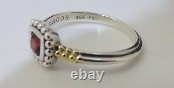 Lagos Caviar 18k Yellow Gold Sterling Silver Sm Ruby Red Glass Ring Sz 6 Beauty