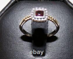 Lagos Caviar 18k Yellow Gold Sterling Silver Sm Ruby Red Glass Ring Sz 6 Beauty