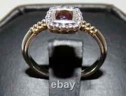 Lagos Caviar 18k Yellow Gold Sterling Silver Sm Ruby Red Glass Ring Sz 6 Beauty