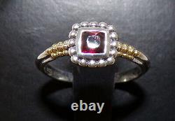 Lagos Caviar 18k Yellow Gold Sterling Silver Sm Ruby Red Glass Ring Sz 6 Beauty