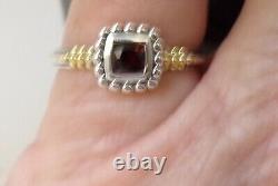 Lagos Caviar 18k Yellow Gold Sterling Silver Sm Ruby Red Glass Ring Sz 6 Beauty