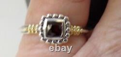 Lagos Caviar 18k Yellow Gold Sterling Silver Sm Ruby Red Glass Ring Sz 6 Beauty