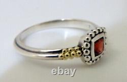 Lagos Caviar 18k Yellow Gold Sterling Silver Sm Ruby Red Glass Ring Sz 6 Beauty