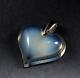 Lalique Coeur Heart Love Opalescent Crystal 925 Sterling Silver Necklace Pendant