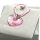 Lalique Coeur Tender Heart Love Pink Glass Crystal 925 Silver Necklace Pendant