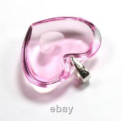 Lalique Coeur Tender Heart Love Pink Glass Crystal 925 Silver Necklace Pendant