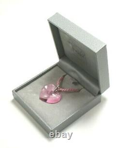 Lalique Coeur Tender Heart Love Pink Glass Crystal 925 Silver Necklace Pendant