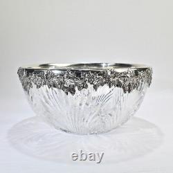 Large American Gorham Sterling Silver Mounted Cut Glass Bowl ABP Brilliant GL