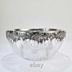 Large American Gorham Sterling Silver Mounted Cut Glass Bowl ABP Brilliant GL