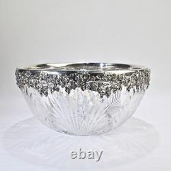 Large American Gorham Sterling Silver Mounted Cut Glass Bowl ABP Brilliant GL