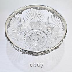 Large American Gorham Sterling Silver Mounted Cut Glass Bowl ABP Brilliant GL