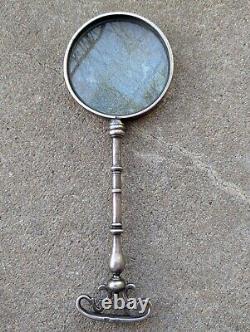 Large Antique Sterling Silver Danish Desk Magnifying Glass 12 Long 419 G