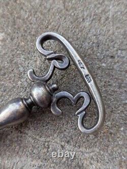 Large Antique Sterling Silver Danish Desk Magnifying Glass 12 Long 419 G