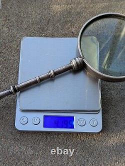 Large Antique Sterling Silver Danish Desk Magnifying Glass 12 Long 419 G