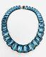 Large Art Deco Sterling Silver Aquamarine Glass Necklace 90gm Vintage Jewelry