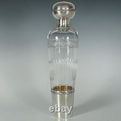 Large French Sterling Silver Cut Glass Liquor Flask Bottle Hunting Riding Saddle