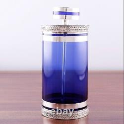 Large Italian Sterling Silver & Glass Perfume Bottle #9034 Sterling Banded