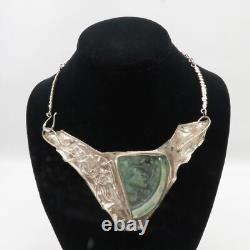 Large Sculptural Sterling Silver & Ancient Roman Glass Necklace by Jackie Cohen