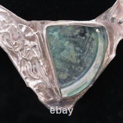 Large Sculptural Sterling Silver & Ancient Roman Glass Necklace by Jackie Cohen