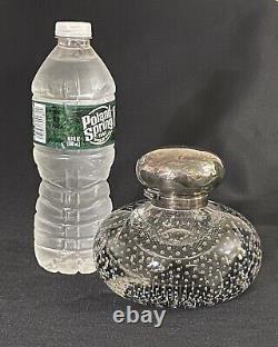 Large Shreve Crump & Low Sterling Silver Pairpoint Bubble Glass Inkwell Antique