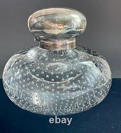 Large Shreve Crump & Low Sterling Silver Pairpoint Bubble Glass Inkwell Antique