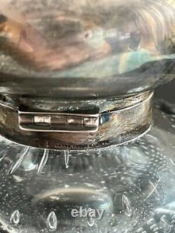 Large Shreve Crump & Low Sterling Silver Pairpoint Bubble Glass Inkwell Antique