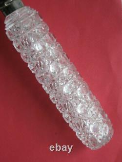 Large Sterling Silver & Crystal Cut Glass Perfume Cologne Bottle Flask