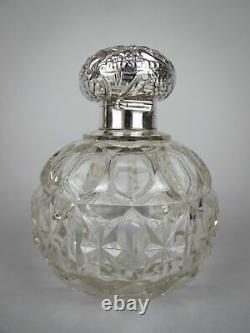 Large Sterling Silver & Cut Glass Scent Bottle by William Hutton & Sons, 1902