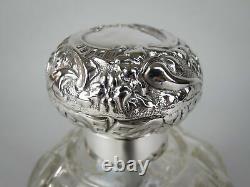 Large Sterling Silver & Cut Glass Scent Bottle by William Hutton & Sons, 1902