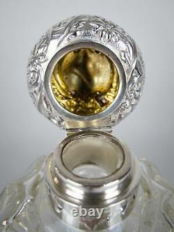 Large Sterling Silver & Cut Glass Scent Bottle by William Hutton & Sons, 1902