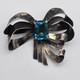 Large Vintage Bow Ribbon Blue Glass Sterling Silver Brooch 3