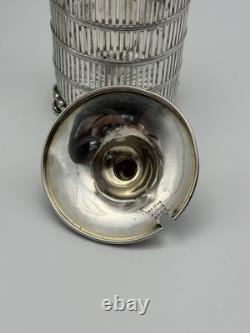 Lidded Jam Pot Sterling SILVER Glass Insert 5.5h 101.3g 1920s Monogram D