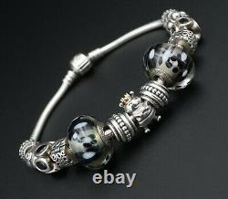 Loaded 13 Bead Pandora Sterling 14k Gold Charm Bracelet Bee XL Glass BS2420