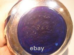 Loetz 1900s Art Nouveau Cobalt Blue Glass Alvin Sterling Silver Cabinet Vase