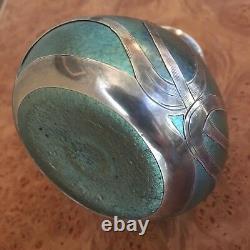 Loetz Art Glass Vase with Sterling Overlay Silver