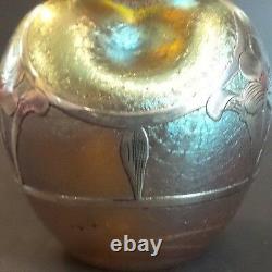 Loetz Candia Silberiris Sterling Silver Overlay Art Nouveau Petite Vase